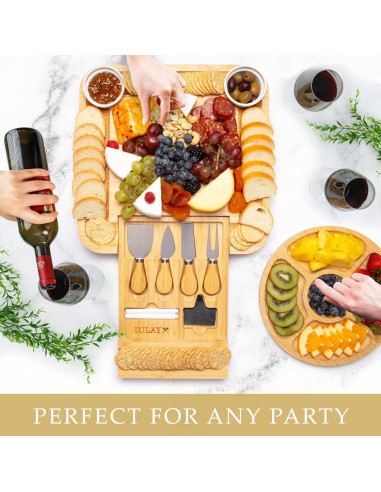 Tabla de Queso de Bambú Zulay Kitchen con 4 Cuchillos