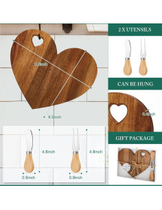Conjunto de Tabla de Queso Patelai Corazón 1 Set Regalo 2