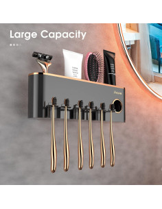 Soporte de Cepillos de Dientes iHave Negro 3 Tazas Montado Pared 2