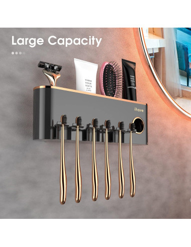 Soporte de Cepillos de Dientes iHave Negro 3 Tazas Montado Pared