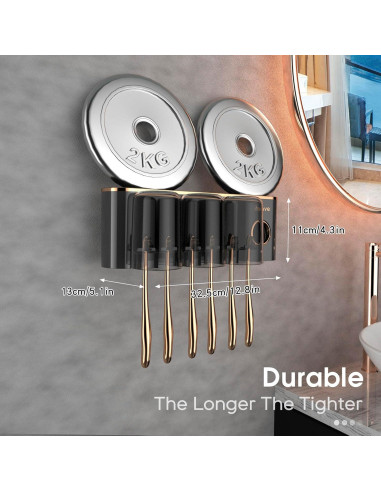 Soporte de Cepillos de Dientes iHave Negro 3 Tazas Montado Pared