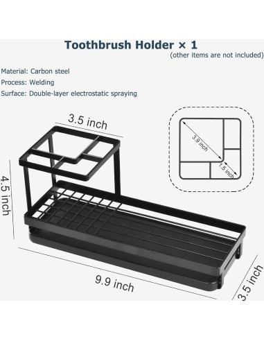 Soporte para Cepillos de Dientes MYITYARD Negro 4 Compartimentos