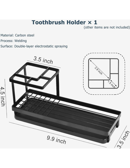 Soporte para Cepillos de Dientes MYITYARD Negro 4 Compartimentos