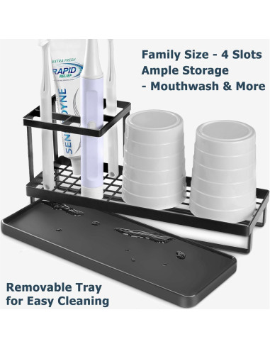 Soporte para Cepillos de Dientes MYITYARD Negro 4 Compartimentos
