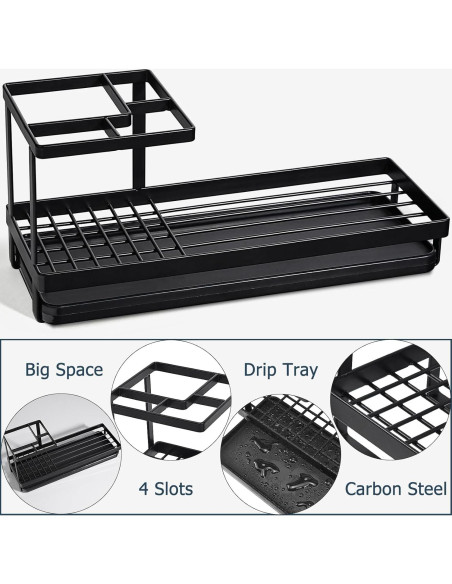 Soporte para Cepillos de Dientes MYITYARD Negro 4 Compartimentos