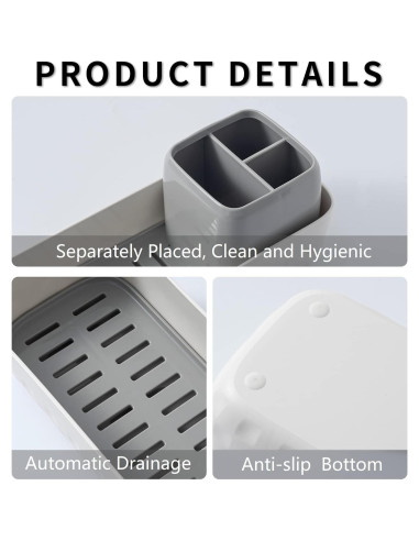 Soporte para Cepillos de Dientes Vowupt Blanco 3 Ranuras