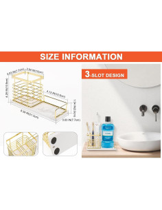 Soporte para Cepillos de Dientes HarJue Dorado de Mármol 2