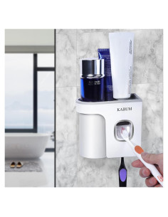 Soporte para Cepillos de Dientes KABUM Gris con Dispensador