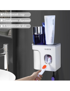 Soporte para Cepillos de Dientes KABUM Gris con Dispensador 2