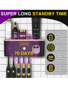 Soporte de Cepillos de Dientes CPOTAM Montado en Pared Negro 2