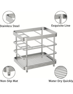 Soporte para Cepillos de Dientes WHALCHI Acero Inoxidable 5 Ranuras 2