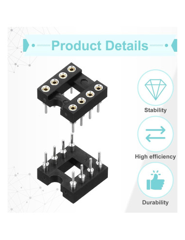 Adaptador de Zócalo DIP IC 8 Pines MECCANIXITY 30 Pcs 2.54mm
