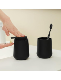 Juego de Accesorios de Baño Negro Mate 2 Piezas YAUKPH 2