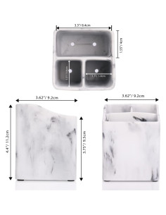 Soporte para Cepillos de Dientes MOCHTERO Mármol Blanco 3 Ranuras 2