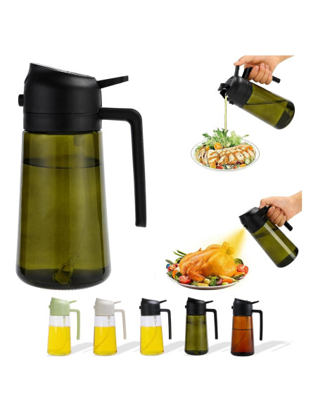 Aovdy Pulverizador de Aceite 470ml Vidrio Verde Oscuro