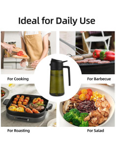 Aovdy Pulverizador de Aceite 470ml Vidrio Verde Oscuro 2