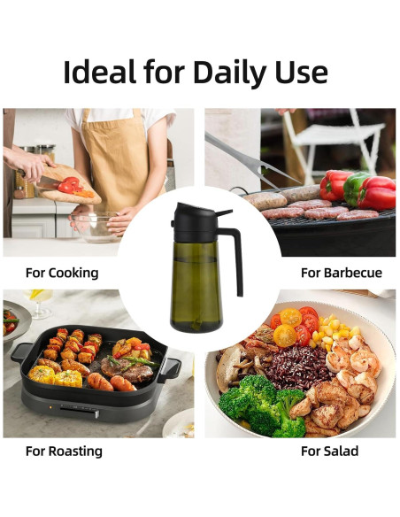 Aovdy Pulverizador de Aceite 470ml Vidrio Verde Oscuro