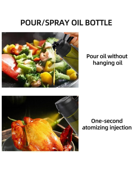 Aovdy Pulverizador de Aceite 470ml Vidrio Verde Oscuro