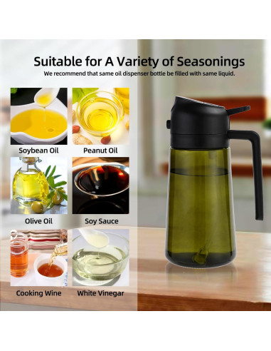 Aovdy Pulverizador de Aceite 470ml Vidrio Verde Oscuro