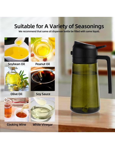 Aovdy Pulverizador de Aceite 470ml Vidrio Verde Oscuro