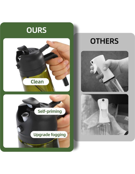 Aovdy Pulverizador de Aceite 470ml Vidrio Verde Oscuro