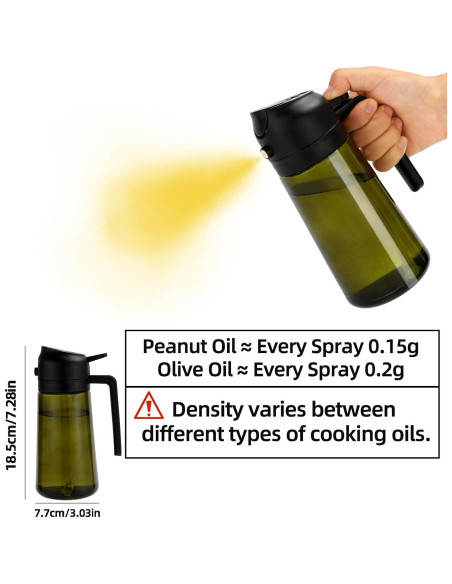 Aovdy Pulverizador de Aceite 470ml Vidrio Verde Oscuro