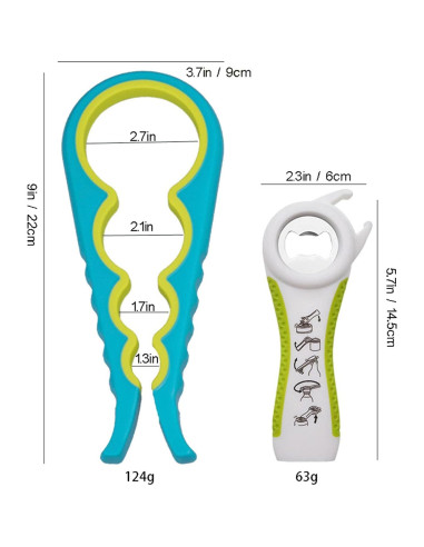 Abridores de tarros Kunovo para manos débiles - 2 paquetes