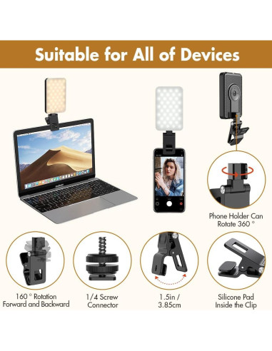 Luz de Selfie LED Recargable PIDINUK 80 LED 5 Modos