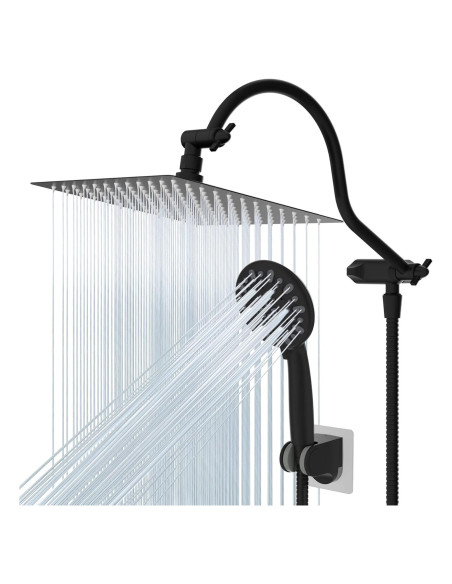 Cabezal de Ducha Hibbent 10'' Lluvia + Ducha Mano 7 Modos