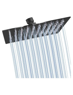 Cabezal de Ducha Cuadrado GGStudy 15,24 cm Negro Acero Inoxidable
