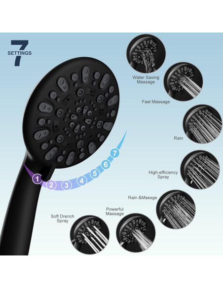 Cabezal de Ducha Hibbent 10'' Lluvia + Ducha Mano 7 Modos