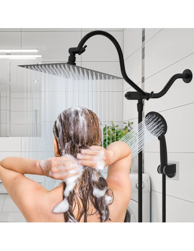 Cabezal de Ducha Hibbent 10'' Lluvia + Ducha Mano 7 Modos