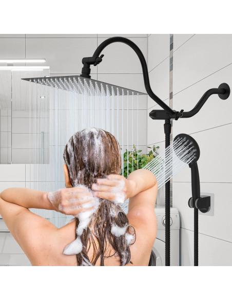 Cabezal de Ducha Hibbent 10'' Lluvia + Ducha Mano 7 Modos