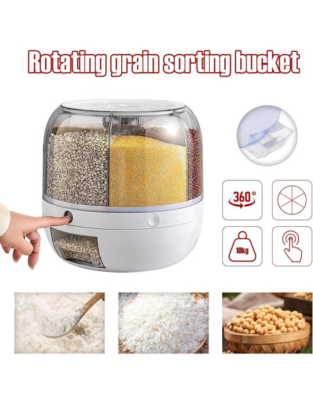 Tanque de Almacenamiento de Granos 10kg 6 Compartimentos