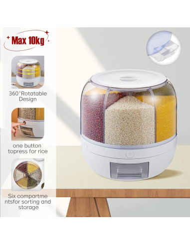 Tanque de Almacenamiento de Granos 10kg 6 Compartimentos