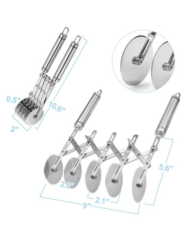 Cortador de Pastelería Profesional Lihengkong 5 Ruedas Acero Inoxidable