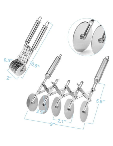 Cortador de Pastelería Profesional Lihengkong 5 Ruedas Acero Inoxidable