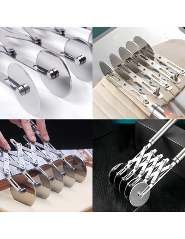 Cortador de Pastelería Profesional Lihengkong 5 Ruedas Acero Inoxidable