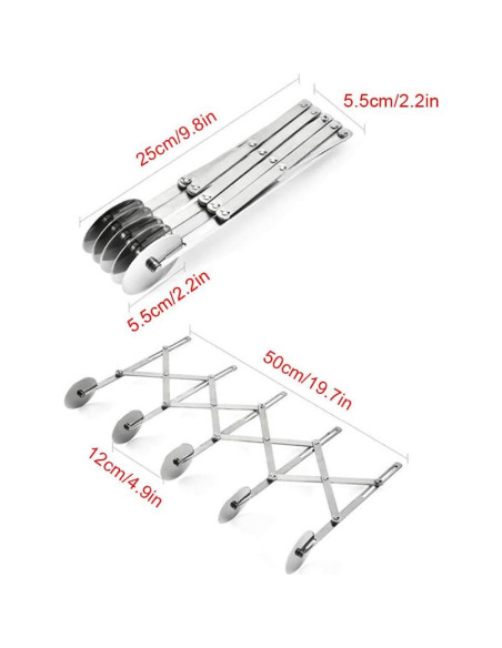 Cortador de Masa 5 Ruedas ENINFUT Acero Inoxidable Ajustable