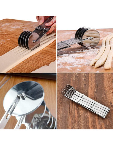 Cortador de Masa 5 Ruedas ENINFUT Acero Inoxidable Ajustable