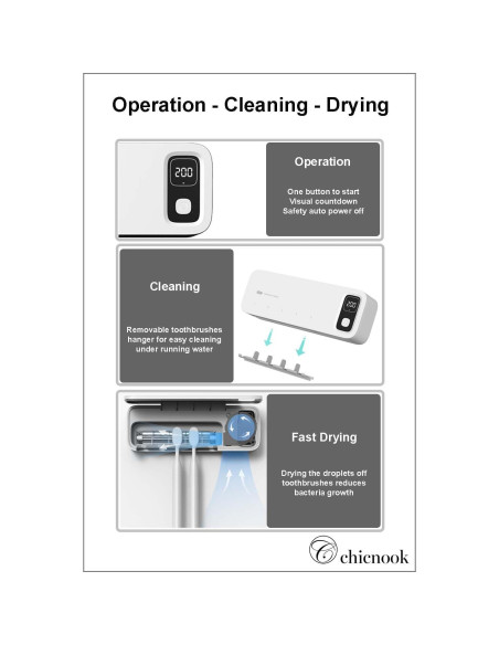 Soporte Limpiador UV para Cepillos de Dientes Chicnook Soporte Limpiador UV para Cepillos de Dientes Chicnook