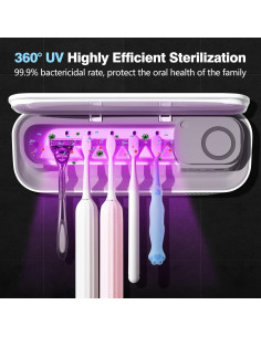 Soporte de cepillos de dientes ECTEST con desinfección UV 5 ranuras 2