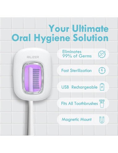 Desinfectante de Cepillos de Dientes UV RILIZER Blanco Recargable