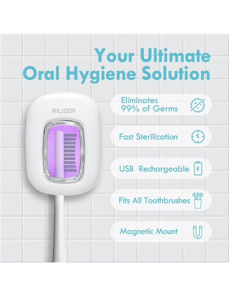 Desinfectante de Cepillos de Dientes UV RILIZER Blanco Recargable