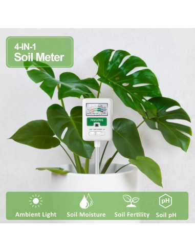 Medidor de Humedad del Suelo Naiades 4-en-1 para Plantas