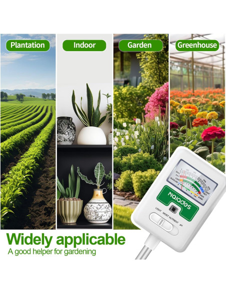 Medidor de Humedad del Suelo Naiades 4-en-1 para Plantas