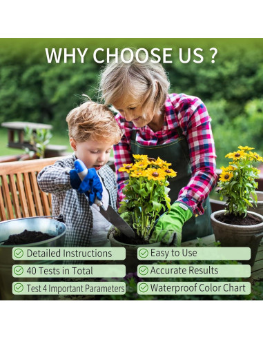 Kit de Prueba de Suelo 4-en-1 PooTe - pH, N, P, K - 40 Pruebas