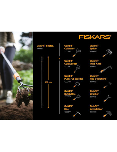 Azada Holandesa Fiskars QuikFit 12.5 cm Acero Boro Negro/Naranja