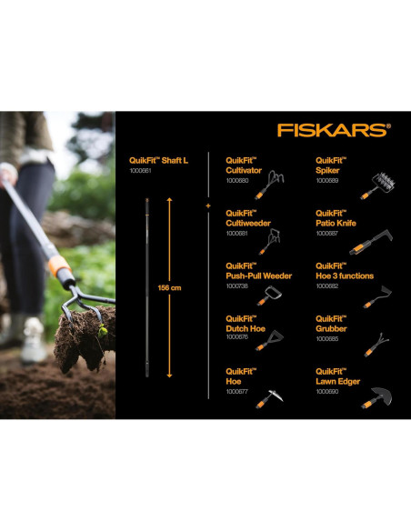 Azada Holandesa Fiskars QuikFit 12.5 cm Acero Boro Negro/Naranja