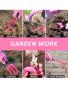 Juego de Herramientas de Jardinería MonBel 9 Piezas Rosa 2